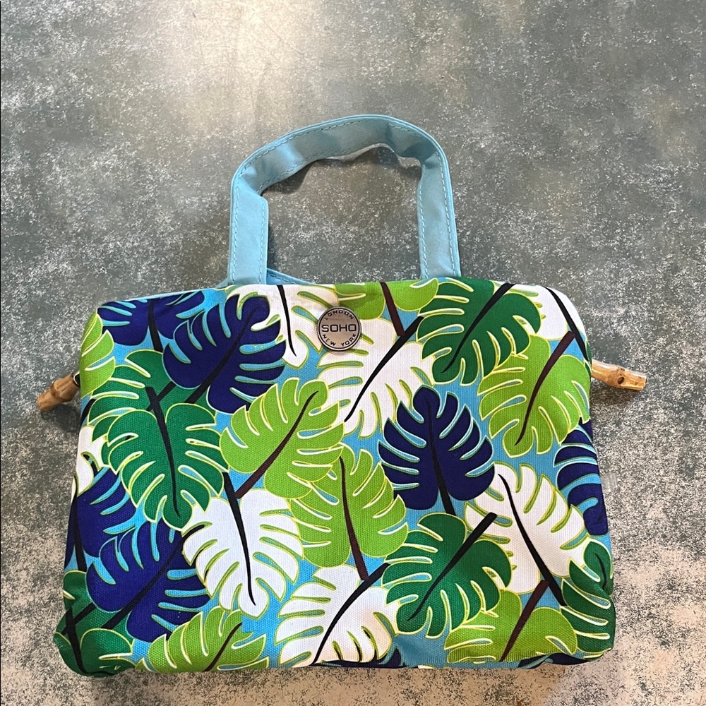 Soho Tropical Leaf Print Cosmetic Bag